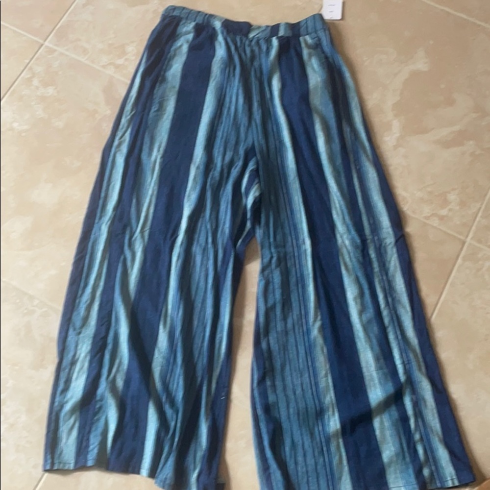 Blue striped wide leg pant